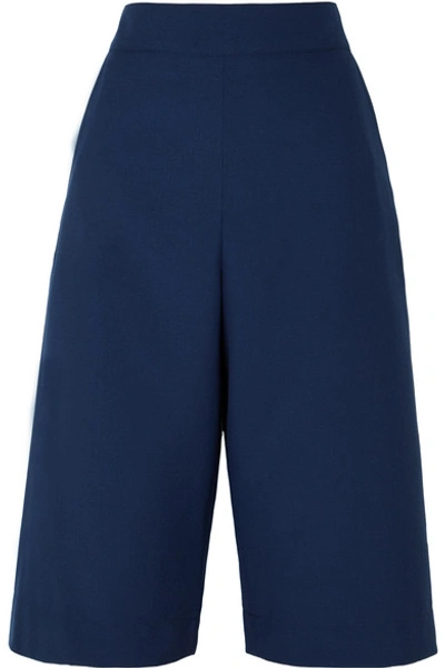 Shop Marni Wool Shorts In Navy