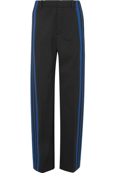 Shop Balenciaga Striped Stretch-crepe Track Pants