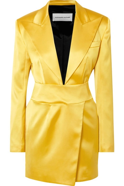 Shop Alexandre Vauthier Stretch-satin Mini Dress In Yellow