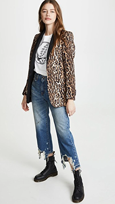 Shop R13 Shawl Lapel Tuxedo Jacket In Leopard