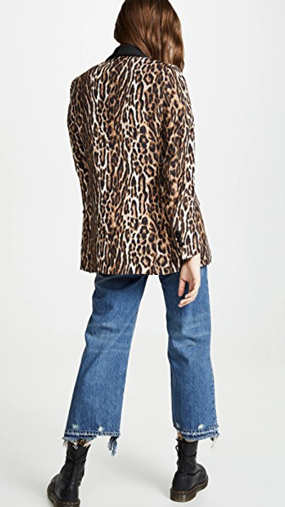 Shop R13 Shawl Lapel Tuxedo Jacket In Leopard