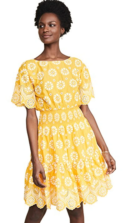 Shop Tory Burch Flower Dress In Yellow