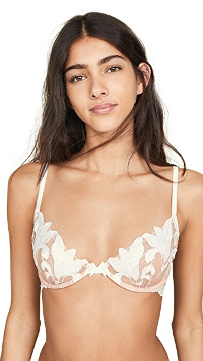 Fleur Du Mal Fuller Cup Lily Embroidered Underwire Demi Bra In Ivory