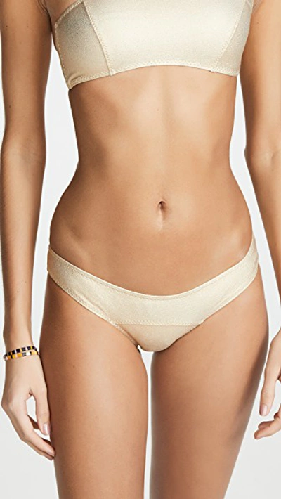 Shop Lisa Marie Fernandez Arden Crepe Bikini Set In Gold Crepe