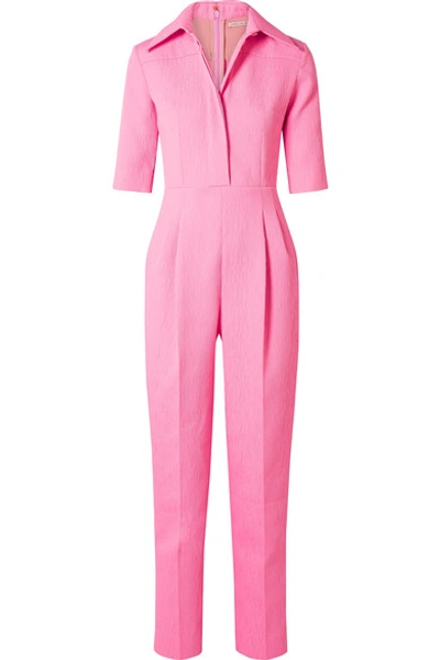 Shop Emilia Wickstead Brice Seersucker Jumpsuit In Pink