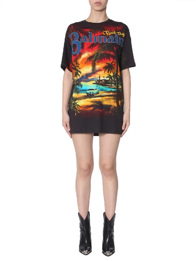 Shop Balmain Oversized T-shirt In Multicolor