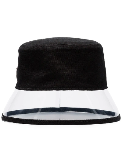 Shop Prada Logo-plaque Pvc And Canvas Bucket Hat - Black