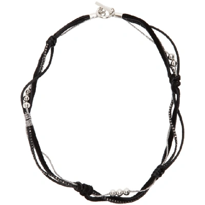 Shop Saint Laurent Black Scarf Necklace In 8111 Pallad