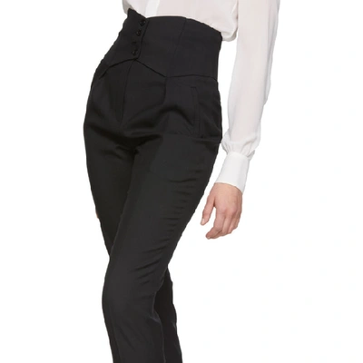 Shop Saint Laurent Black Gabardine Button Waist Trousers In 1000 Black