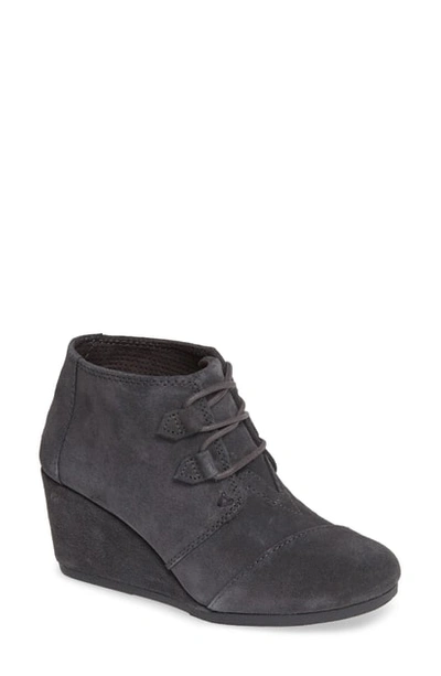 Shop Toms Kala Wedge Bootie In Forged Iron Grey Suede