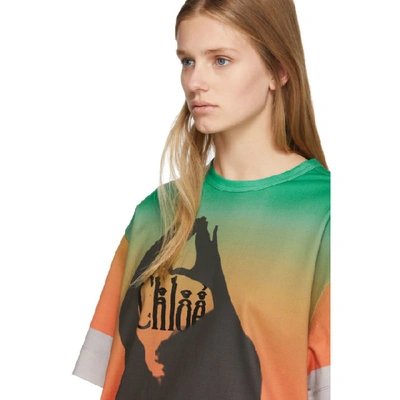 Shop Chloé Green & Orange Mercerized Logo T-shirt