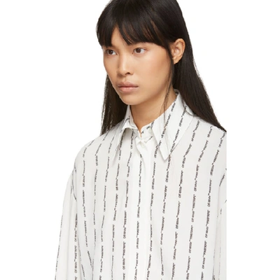 Shop Off-white White Quote Pinstripe Shirt