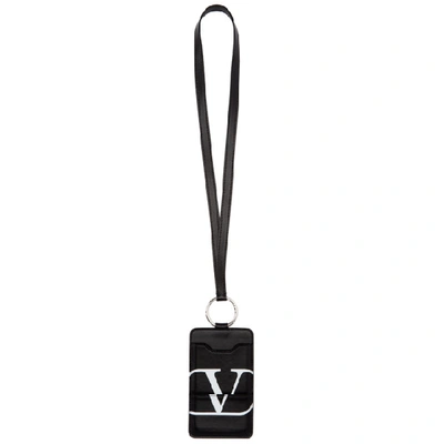 Shop Valentino Black  Garavani Vlogo Card Holder In Oniblkwht