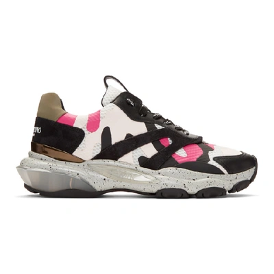 Shop Valentino Black And Pink  Garavani Camouflage Bounce Sneakers In 26hblkpink
