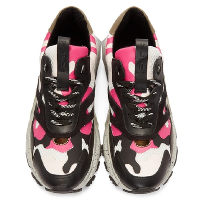 Shop Valentino Black And Pink  Garavani Camouflage Bounce Sneakers In 26hblkpink