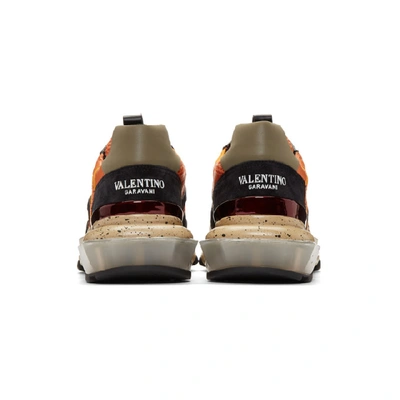 Shop Valentino Orange And Black  Garavani Camo Bounce Sneakers In 25horngcamo