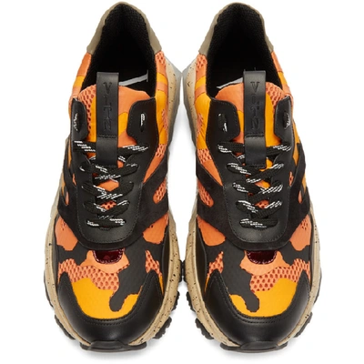 Shop Valentino Orange And Black  Garavani Camo Bounce Sneakers In 25horngcamo