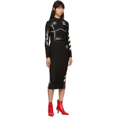 Shop Off-white Black Diag Pencil Skirt In Black/white