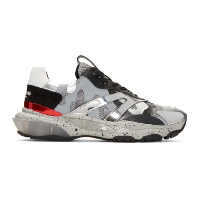 Shop Valentino Silver  Garavani Camo Bounce Sneakers