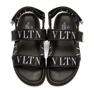 Shop Valentino Black  Garavani Vltn Sandals