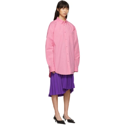 Shop Balenciaga Pink Logo Shirt In 5630 Pink