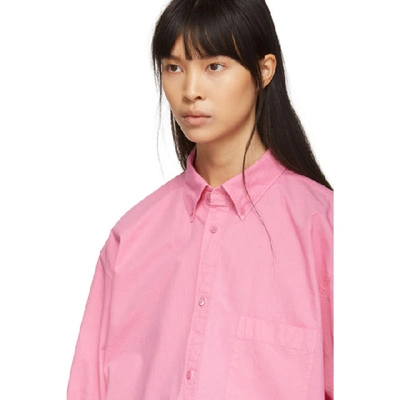 Shop Balenciaga Pink Logo Shirt In 5630 Pink