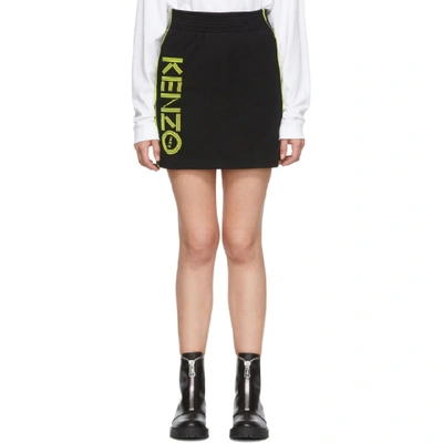 Shop Kenzo Black And Yellow Sport Logo Miniskirt In 99b -black