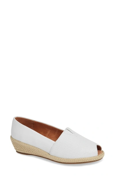 Shop Gentle Souls By Kenneth Cole Luca Open Toe Wedge Espadrille In White Leather