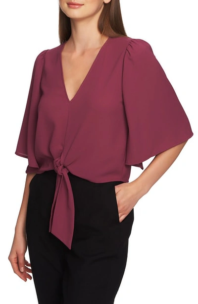 Shop 1.state Tie Front Blouse In Plumberry
