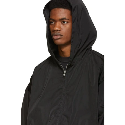 Shop Fear Of God Black Nylon Full Zip Hooded Jacket In 001 Black