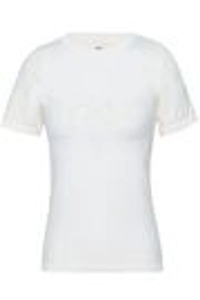 Shop Adidas Originals Woman Jacquard-knit T-shirt Off-white