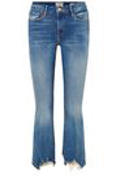 Shop Frame Distressed Mid-rise Bootcut Jeans In Mid Denim