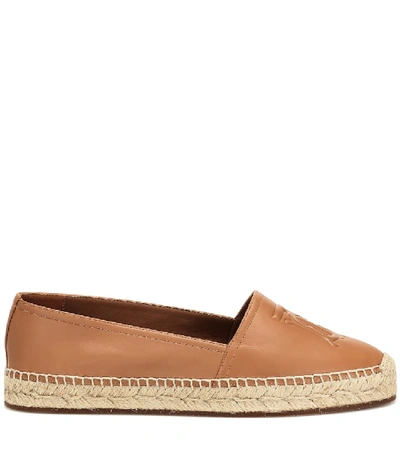 Shop Burberry Leather Espadrilles In Brown