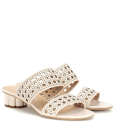 Shop Ferragamo Leather Sandals In White