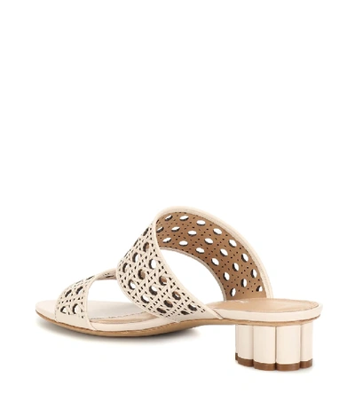 Shop Ferragamo Leather Sandals In White