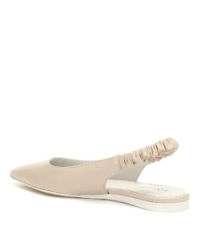 Shop Bottega Veneta Leather Slingback Ballet Flats In Beige