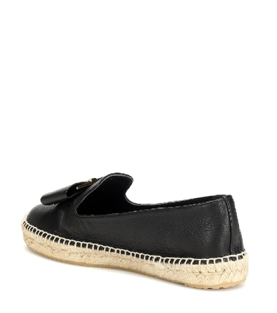 Shop Ferragamo Sannio Leather Espadrilles In Black