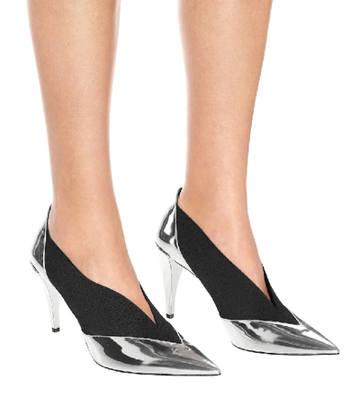 Shop Givenchy Metallic Leather Pumps In Silver