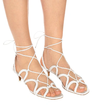 Shop Zimmermann Scallop Leather Sandals In White