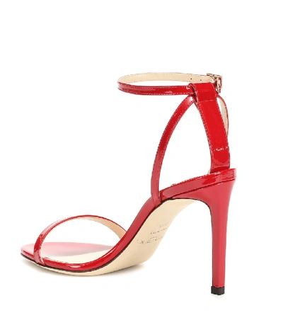 Shop Jimmy Choo Minny 85 Leather Sandals In Red