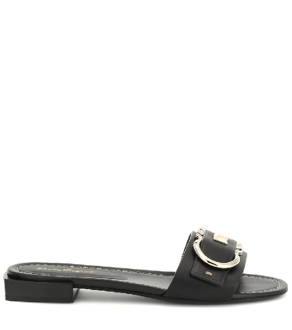salvatore ferragamo solar embellished leather slides