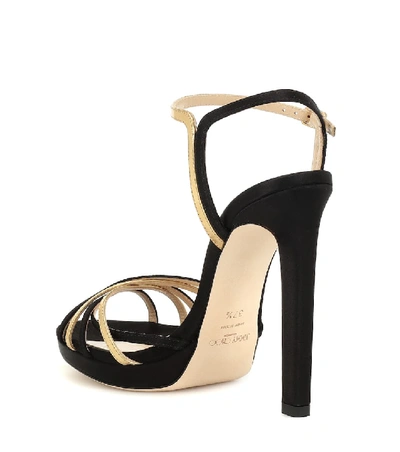 Shop Jimmy Choo Lilah 120 Leather And Satin Sandals In Black