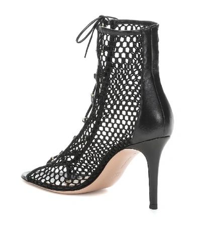 Shop Gianvito Rossi Helena Leather-trimmed Ankle Boots In Neutrals