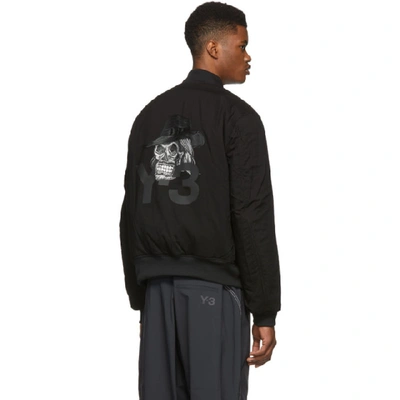 Y-3 Reversible Skull Logo Print Cotton Blend Bomber Jacket In
