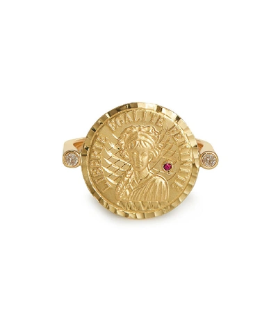 Shop Anissa Kermiche Louise D'or 18kt Gold Diamond And Ruby Ring