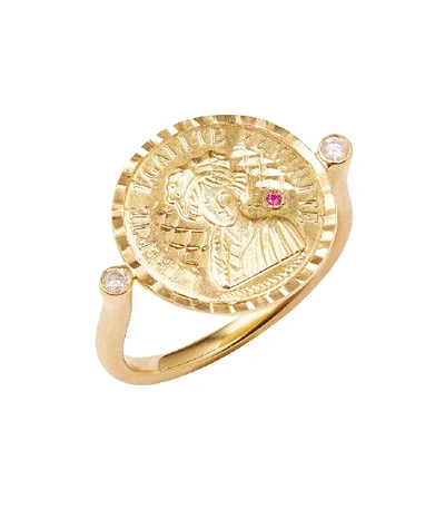Shop Anissa Kermiche Louise D'or 18kt Gold Diamond And Ruby Ring