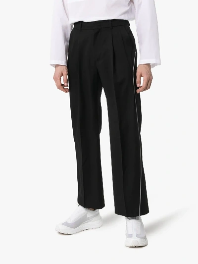 Shop Ader Error Tailored Wool Cropped Trousers In Black