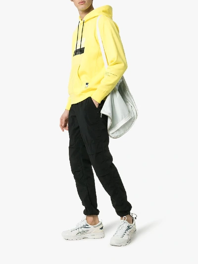 Shop Moncler Genius 7 Moncler Fragment Logo Tape Drawstring Hoodie In Yellow