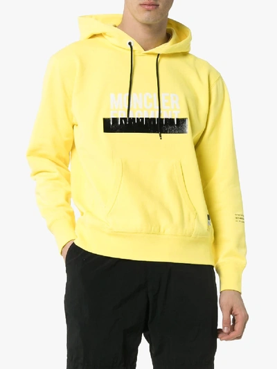 Shop Moncler Genius 7 Moncler Fragment Logo Tape Drawstring Hoodie In Yellow