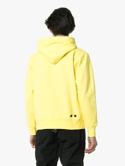 Shop Moncler Genius 7 Moncler Fragment Logo Tape Drawstring Hoodie In Yellow